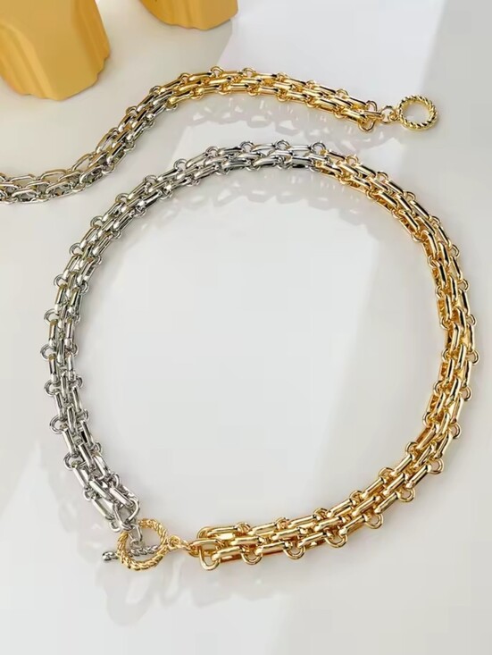 Anthropologie Jewelry - Two-Tone Gold and Silver Link Necklace